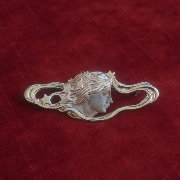 Vintage Jewelry - Art Nouveau Gold Sterling Silver Pin
